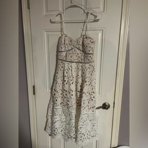 Lulus White Lace & Nude Dress Size Medium